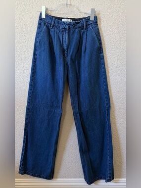 Abercrombie & Fitch 25/0 Regular Sloane High Rise Wide Leg Blue Denim Trouser